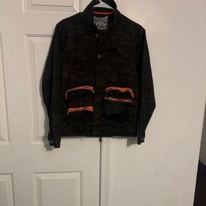 Men's Camouflage Jacket with Orange Trim